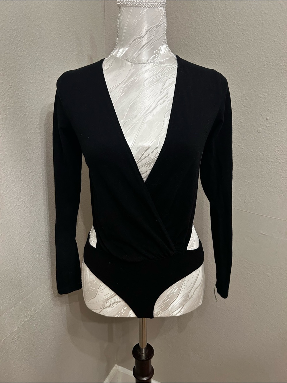 Fashion Nova Black Wrap-Front Bodysuit